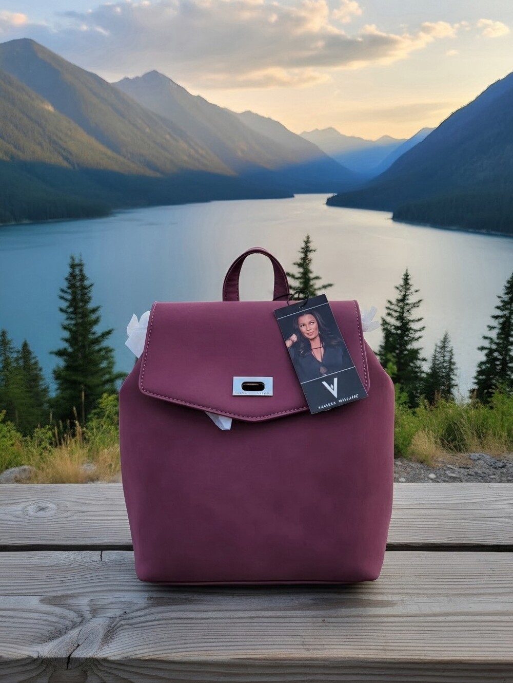 Elegant Mauve Mini Backpack with Turn-Lock Closure